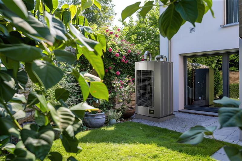 air source heat pump installed residential building sustainable clean energy home