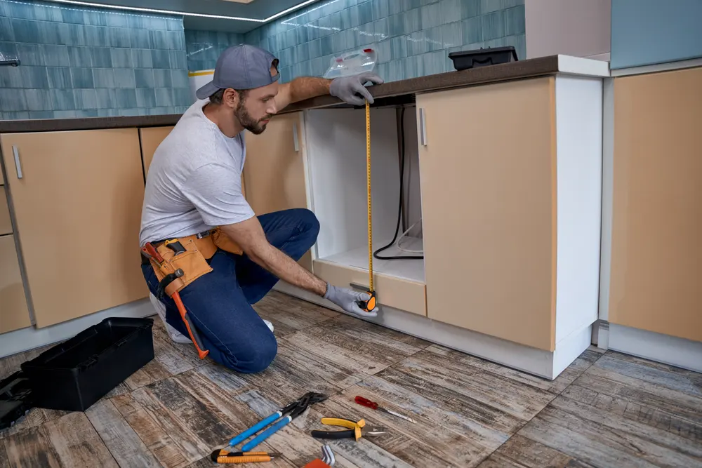 professional kitchen contractor at a renovation site